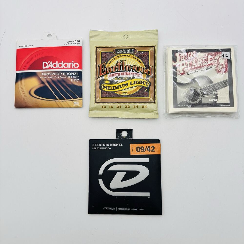 One - Electric And Three - Acoustic New Guitar Strings Guitar Strings Lot
